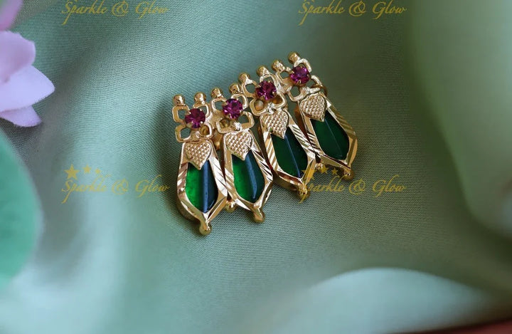 Blue Kerala Palaka Sparkle Earrings