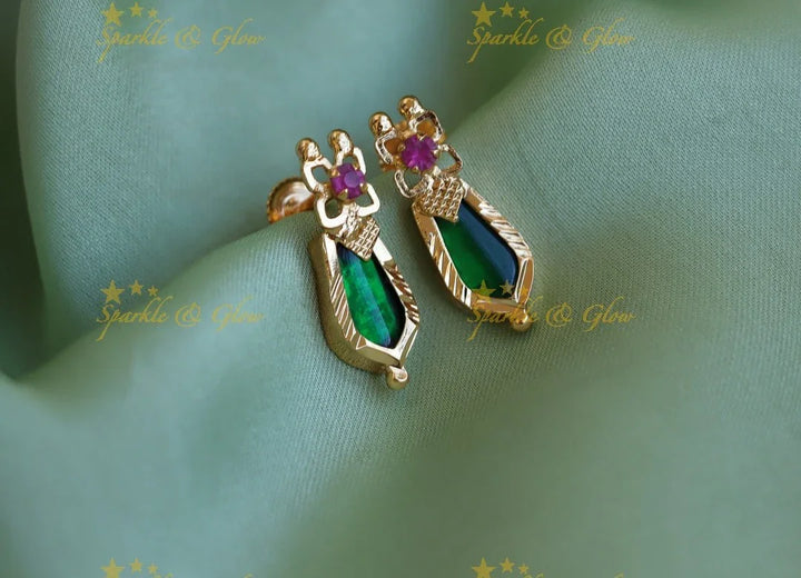 Blue Kerala Palaka Sparkle Earrings