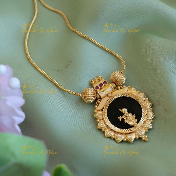 Elegant Idol Krishna Pendant Necklace-Red