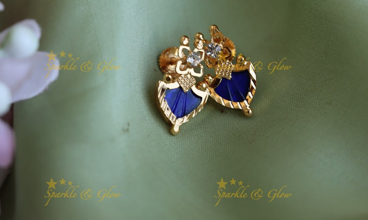 Elegant Kerala style Palaka earrings-Blue