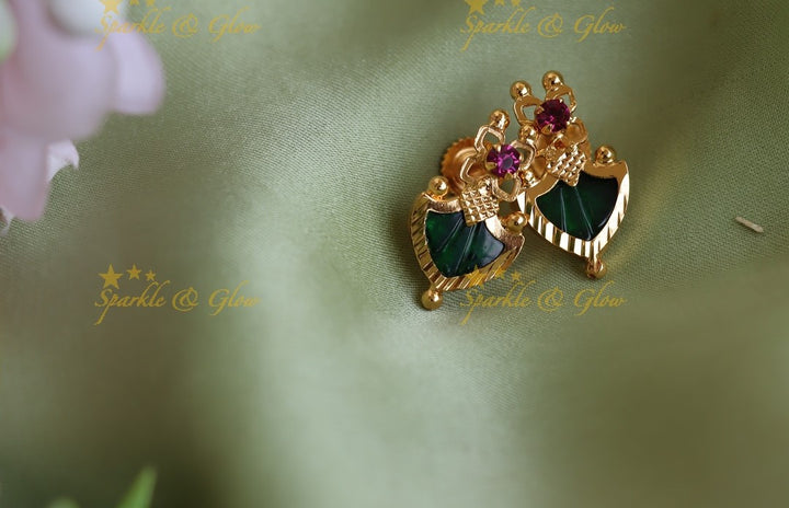 Elegant Kerala style Palaka earrings-Blue
