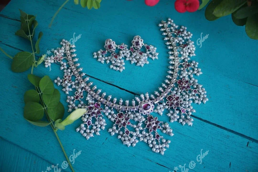 Non idol kemp stones flower gutta pusalu - Gold Pink - Sparkle and Glow