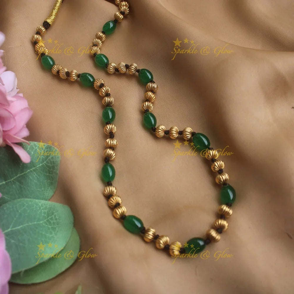 Beautiful Coral Gold beaded maala- Coral - Sparkle and Glow