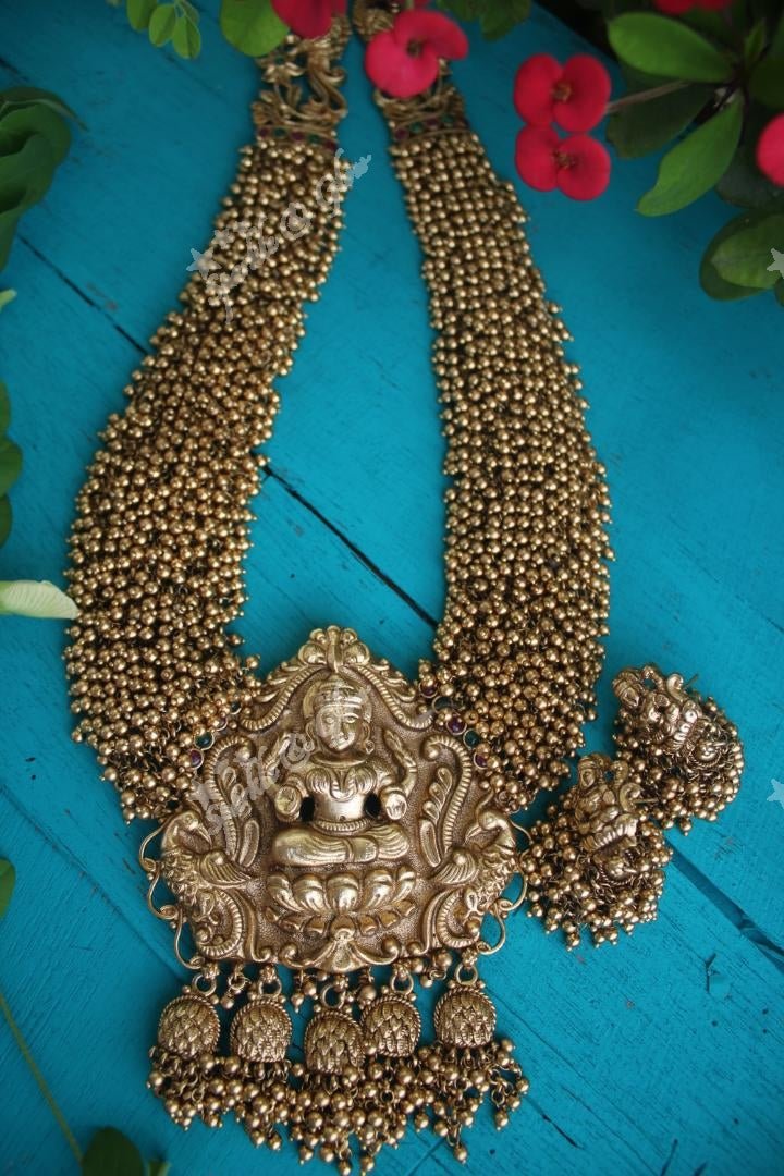 Premium gold alike polished gold cluster nagas haram - Sparkle and Glow - Gold - Back Thread