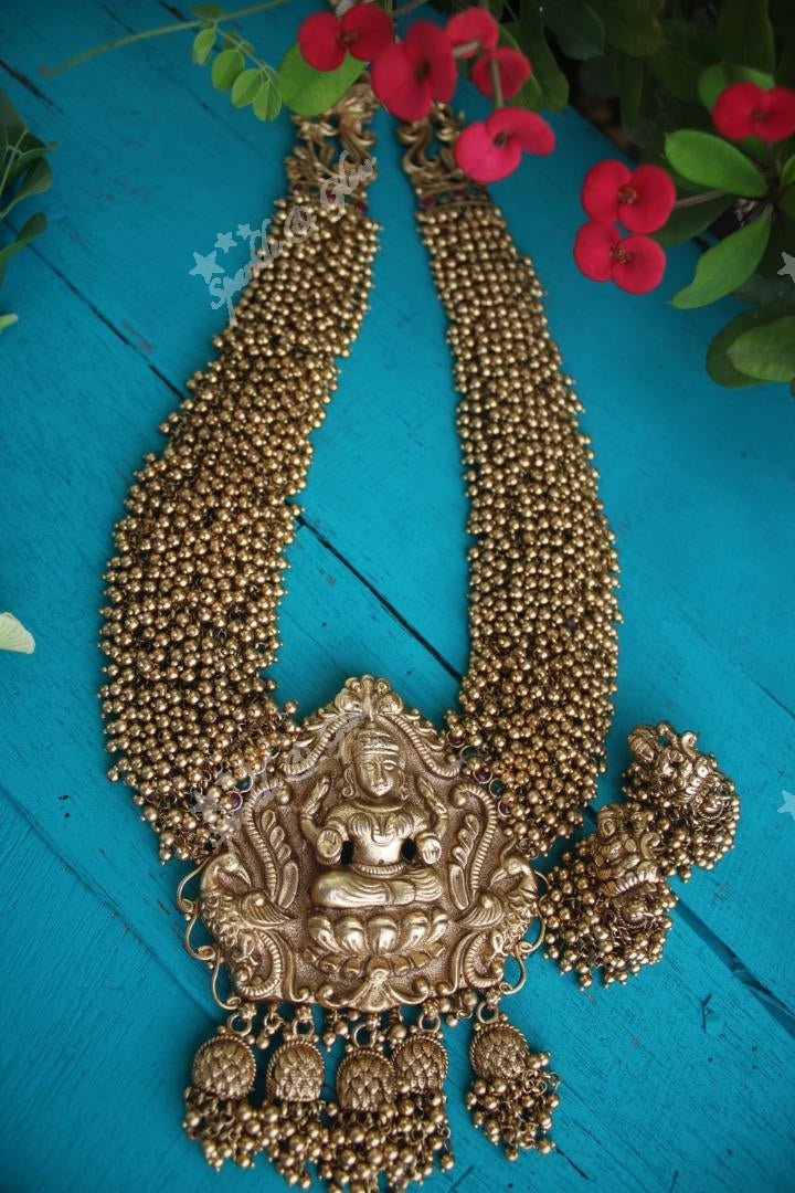 Premium gold alike polished gold cluster nagas haram - Sparkle and Glow - Gold - Back Thread