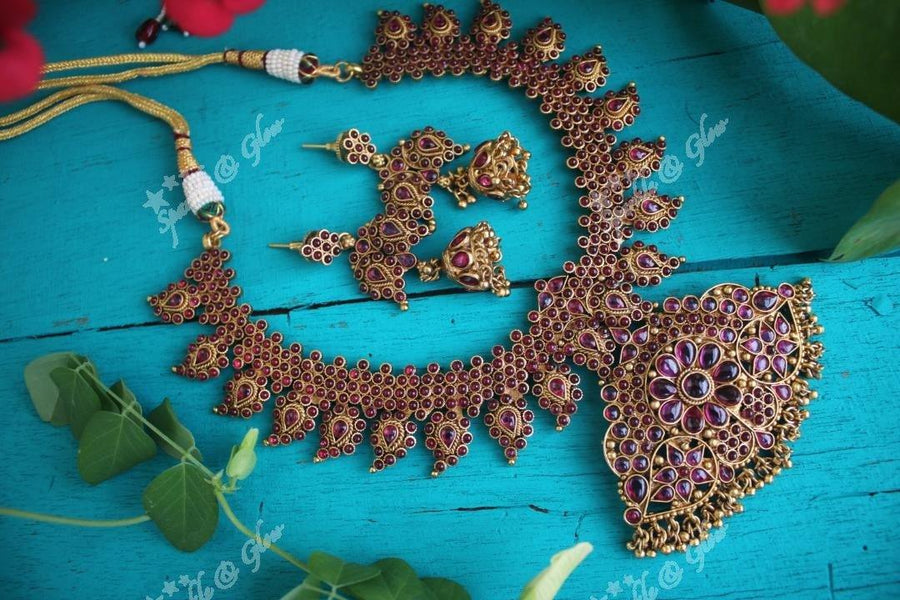 Beautiful gold alike polished kemp mango necklace - Sparkle and Glow