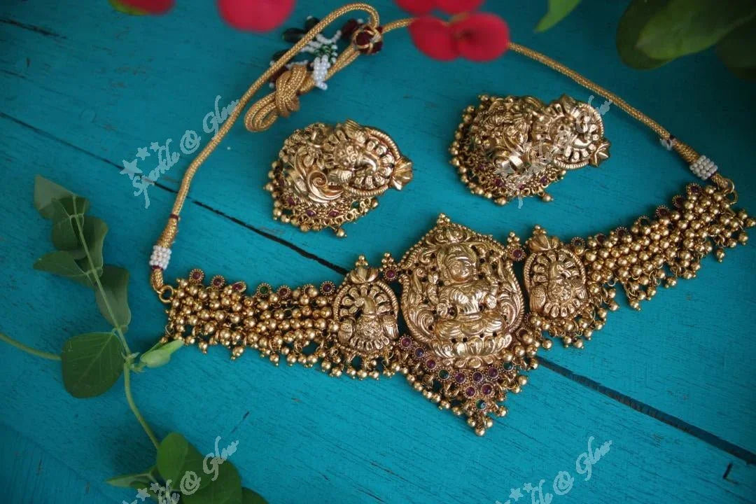 Premium gold alike polished gold cluste nagas high neck choker - Sparkle and Glow