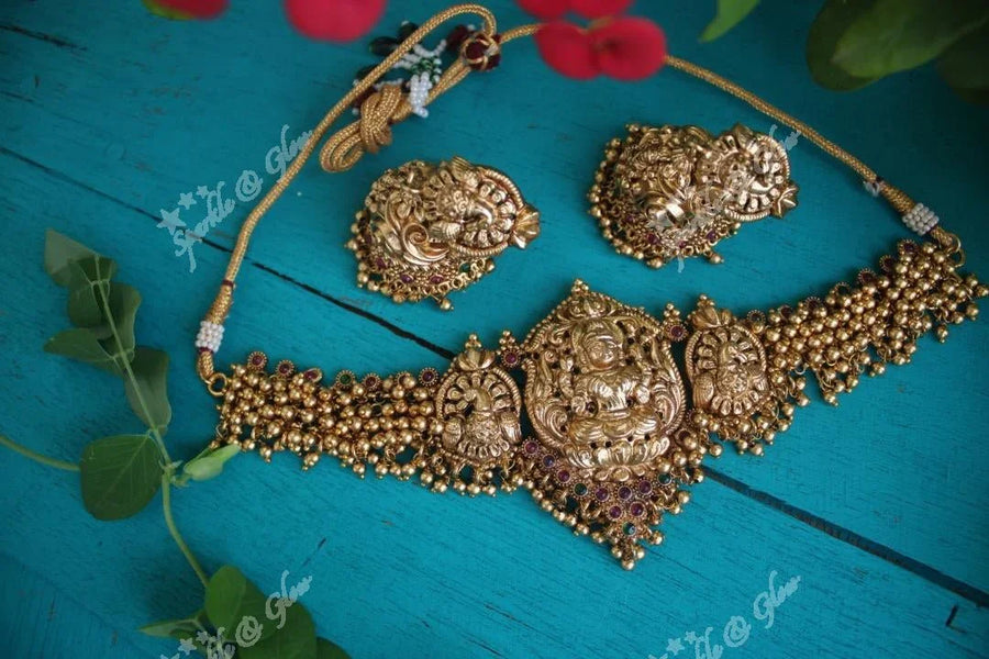 Premium gold alike polished gold cluste nagas high neck choker - Sparkle and Glow