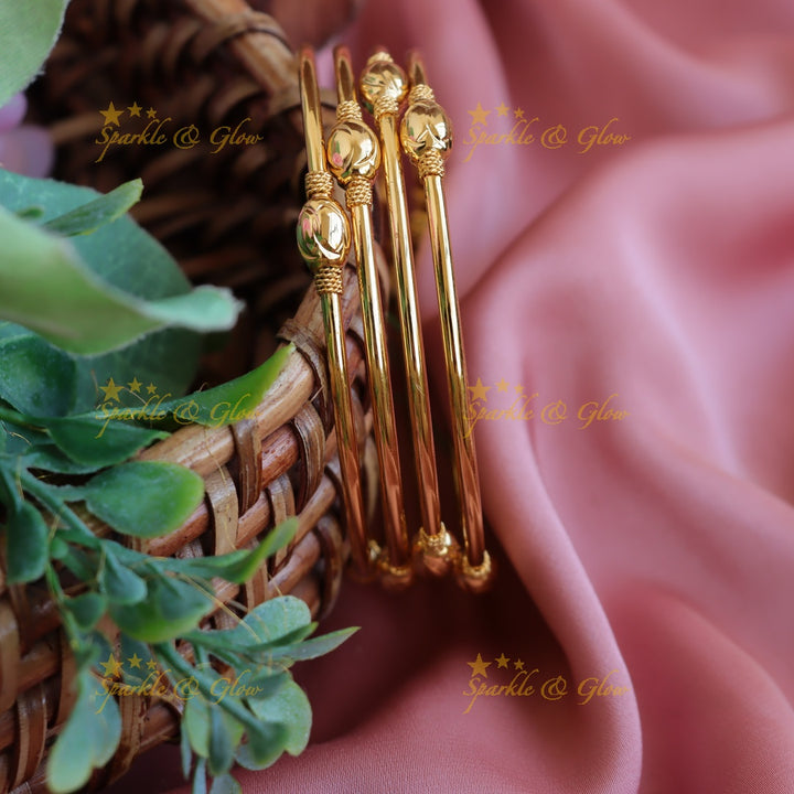 Elegant Gold polished daily wear bangles two pairs,  2.4