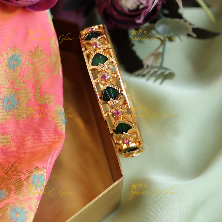 Statement Keral palakka design  bangles with emerald and ruby Single Pc,  2.4