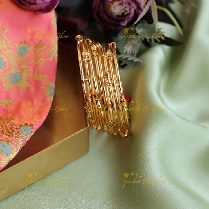 Gorgeous Gold polished Two line bangles two pairs, 2.4