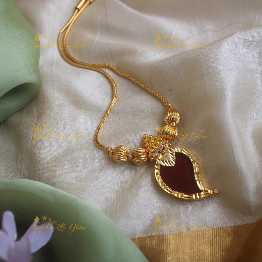 Sparkling non idol mango pendant necklace-Red - Sparkle and Glow
