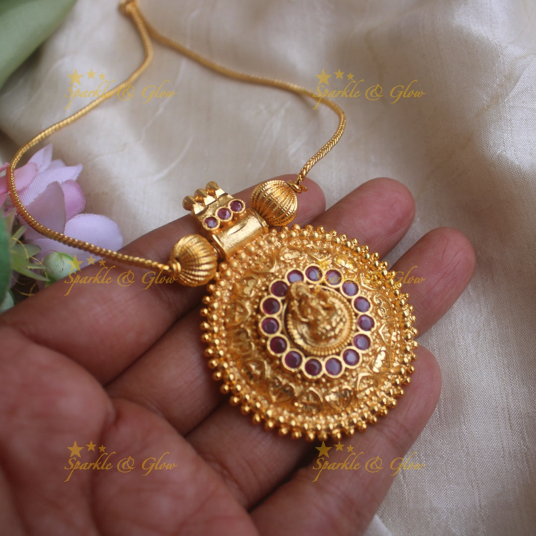 Idol Lakshmi Floral pendant necklace