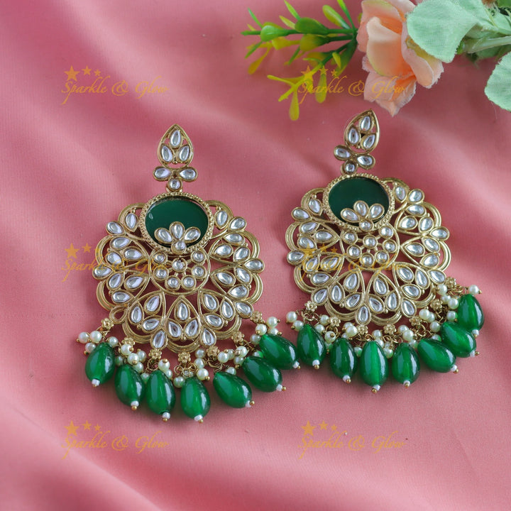 Sparkling Half Moon Floral design Antique Earrings-Purple