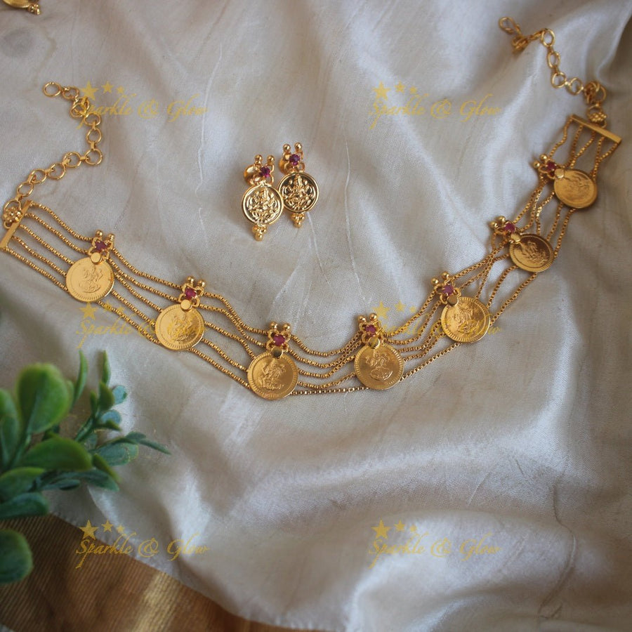 Stunning simplae Coin high neck choker - Sparkle and Glow - Back Thread - 