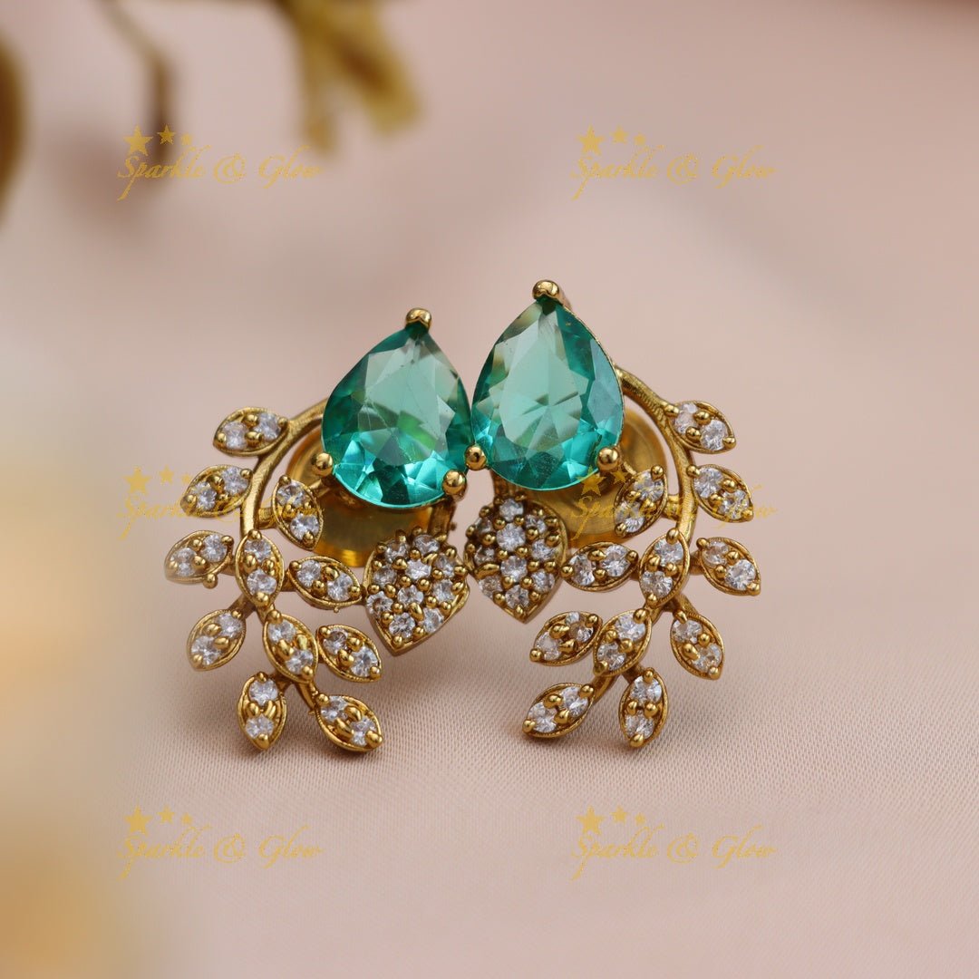 Exclusive Water drop stone and branch design AD short necklace - blue - Sparkle and Glow - Babypink - Back Thread