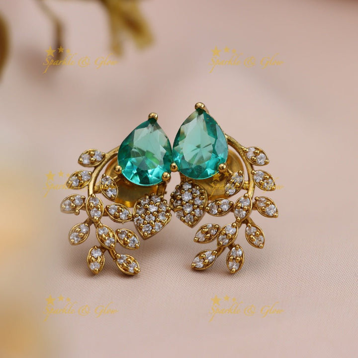 Exclusive Water drop stone and branch design AD short necklace - blue - Sparkle and Glow - Babypink - Back Thread