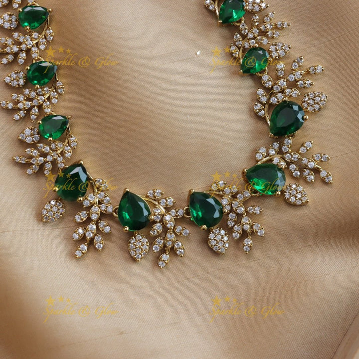 Exclusive Water drop stone and branch design AD short necklace - blue - Sparkle and Glow - Blue - Back Thread