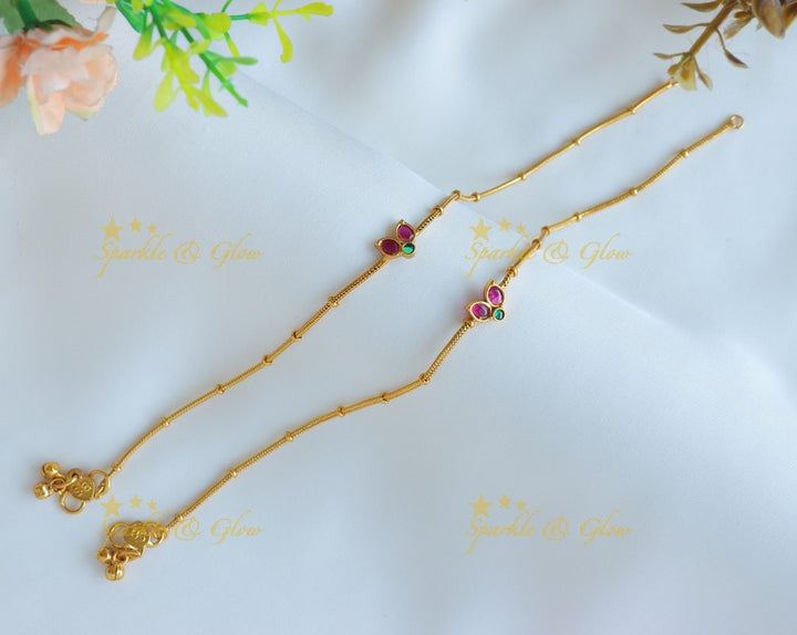 Sparkling Leaf design Anklet-Green