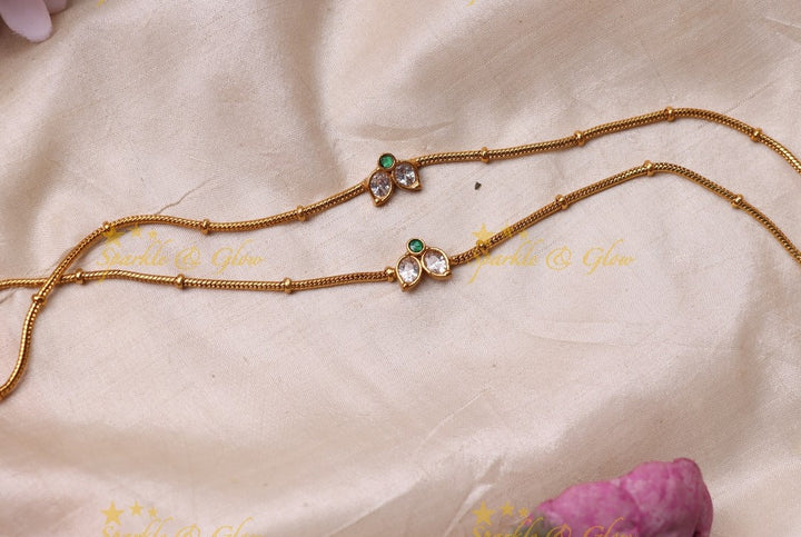 Sparkling Leaf design Anklet-Green