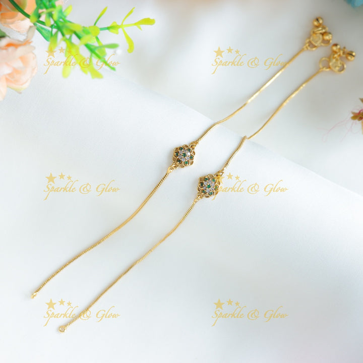 Elegant Floral design Anklet-Green