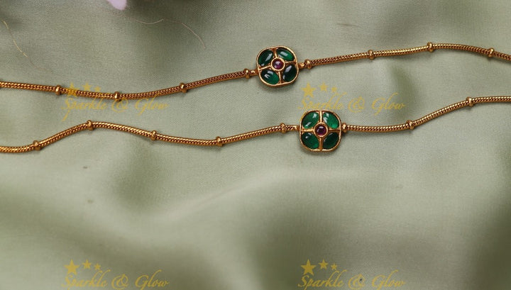 Sparkling non idol Anklet-Rubywhite