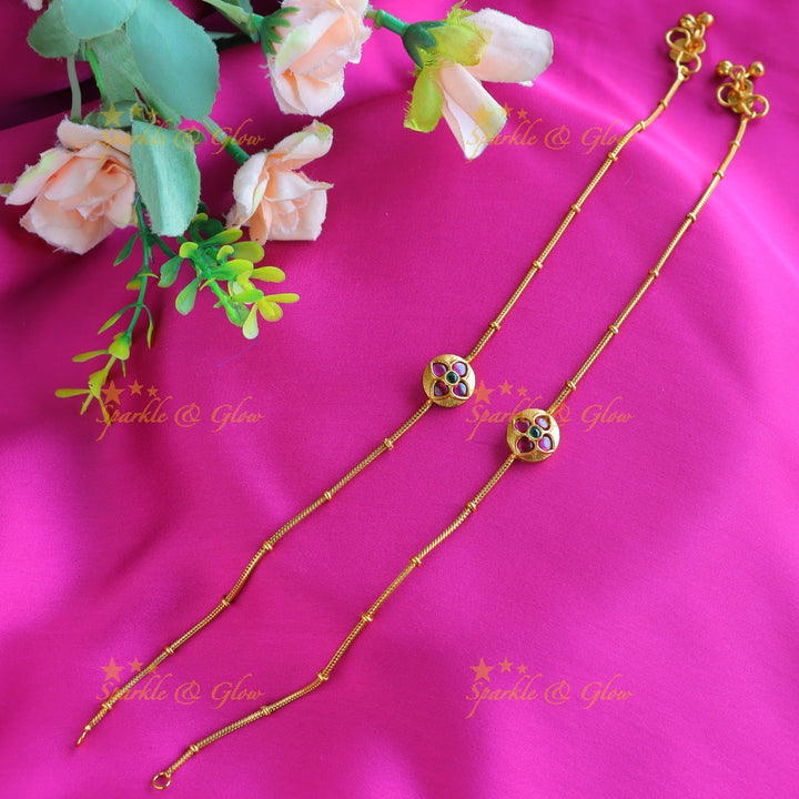 Beautiful Floral design Anklet-Greenwhite