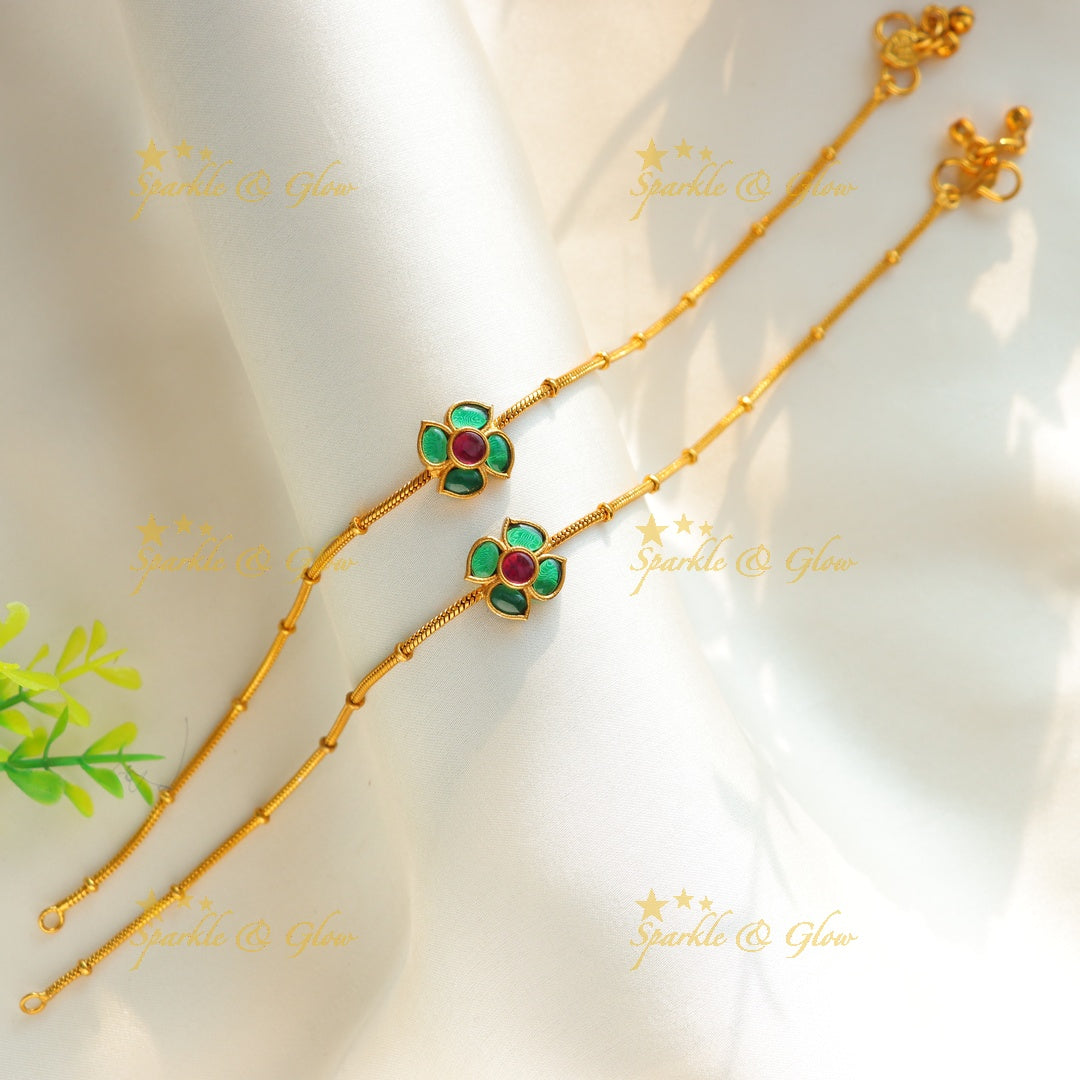 Gracious Kemp floral design Anklet-Ruby