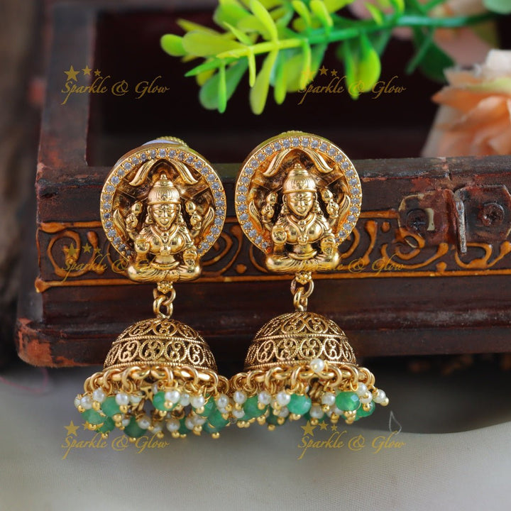 Stunning Lakshmi peacock carved pendant haram with multi layer orange beads, ruby and emeralds - Sparkle and Glow - Orange - Back Thread