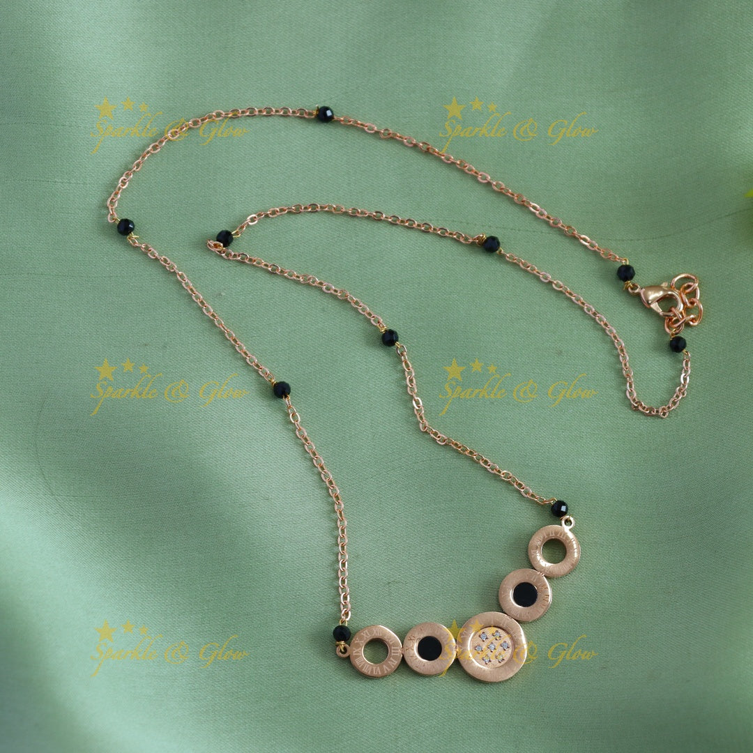 Elegant Circle design pendant black beads chain , mangalsutra
