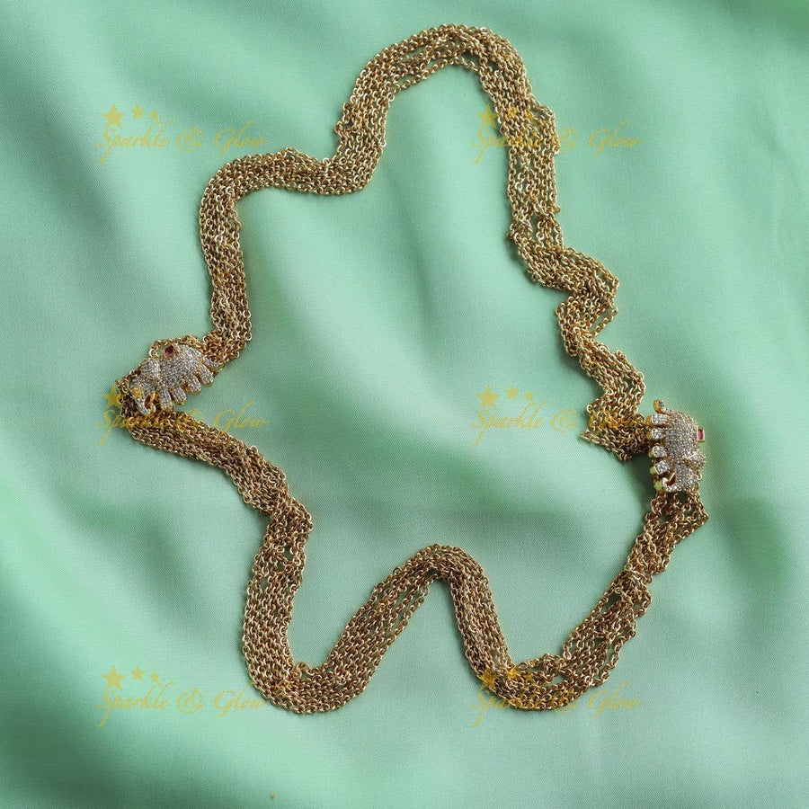 Elegant Multilayered Dual tone Elephant Mop chain - Sparkle and Glow