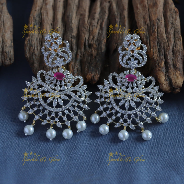 Sparkling Floral Leaf design GJ polish Semi bridal set with tikka-Ruby