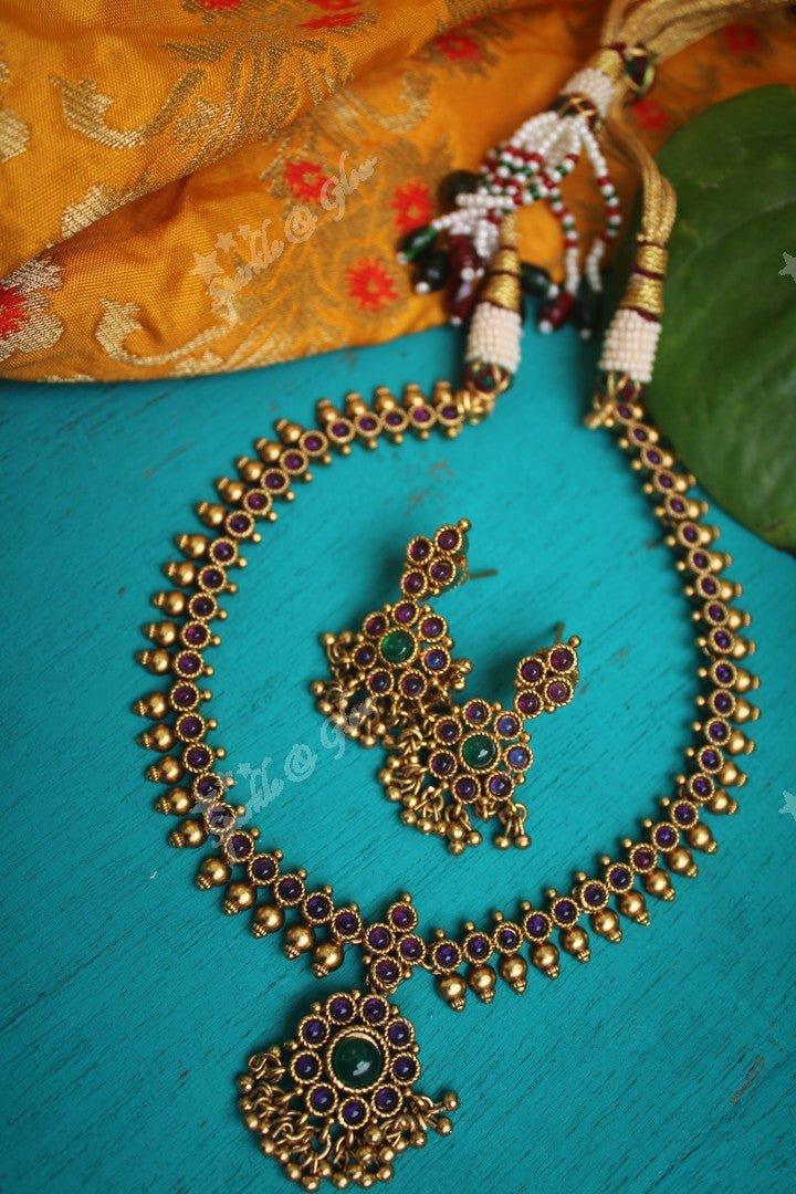 Gold alike kemp adigai with gold drops- White - Sparkle and Glow