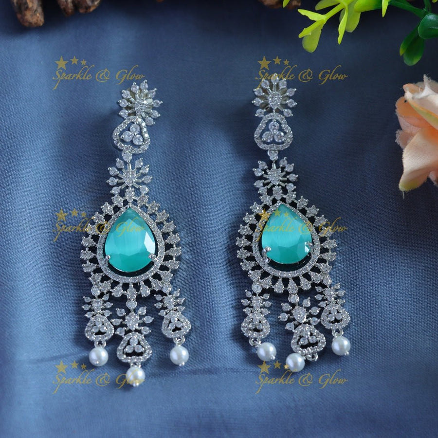 Grand Five Layered Floral design American diamond Haram - Sparkle and Glow - Back Thread - 