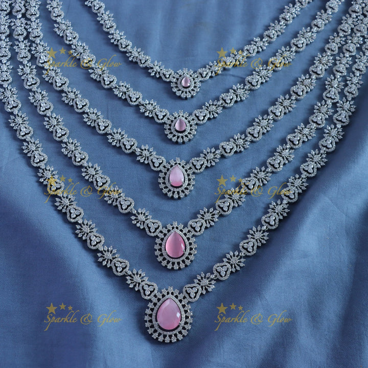 Grand Five Layered Floral design American diamond Haram