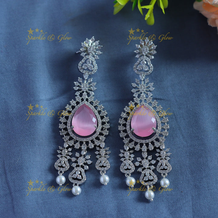 Grand Five Layered Floral design American diamond Haram