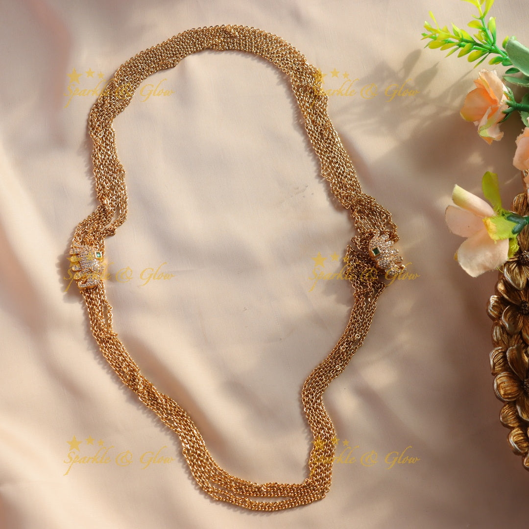 Elegant Elephant design multi layer chain with stones