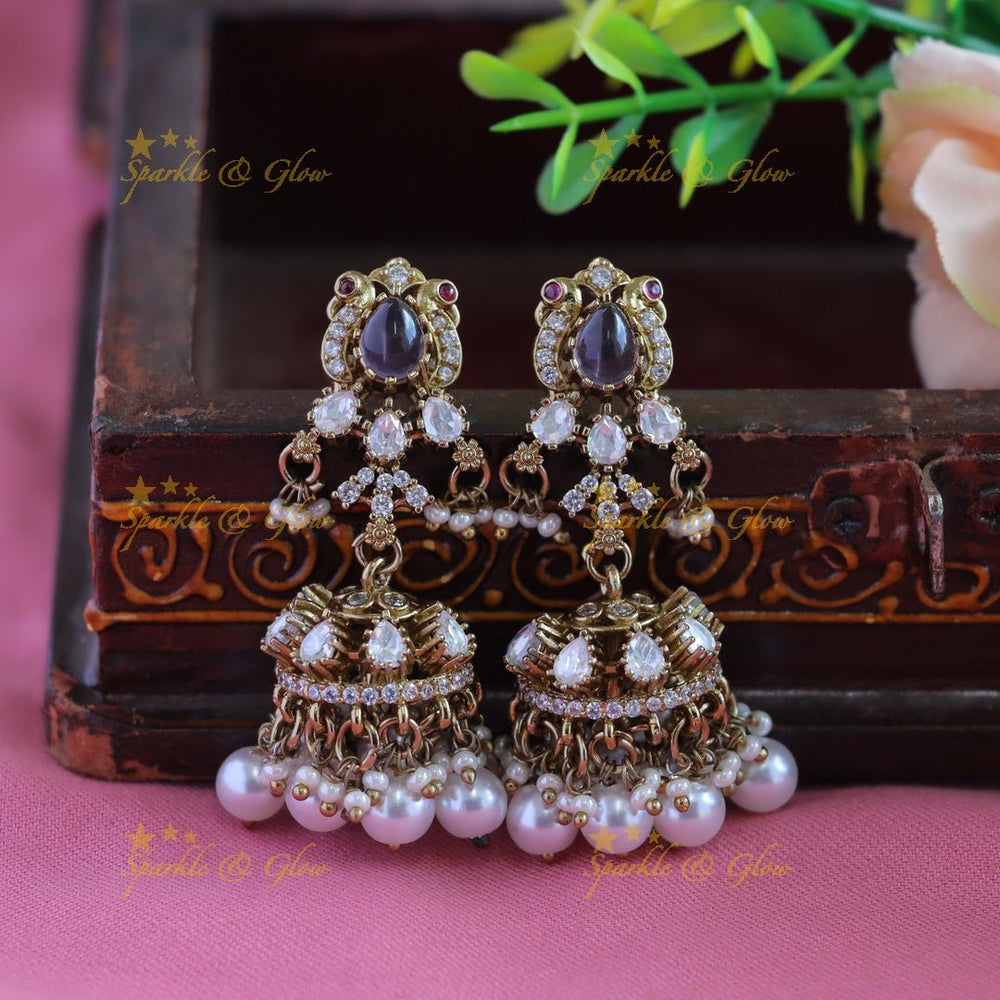 Sparkling Victorian AD Peacock short necklace with pearls - Sparkle and Glow - Back Thread - 
