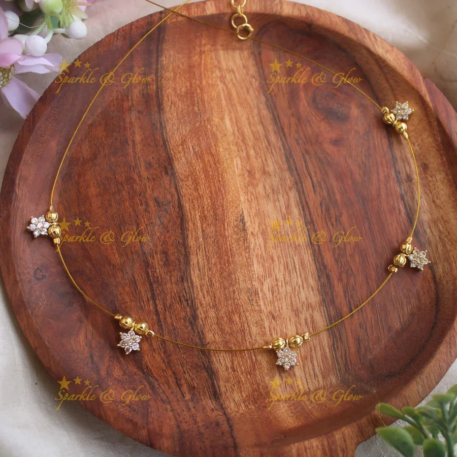 Beautiful Multiple Star design Floral invisible necklace - Sparkle and Glow