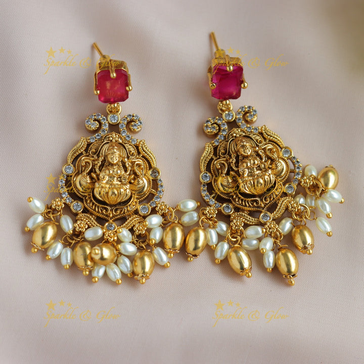 Beautiful Lakshmi peacock coin pendant short necklace with multi colour stones and gold beads - multi