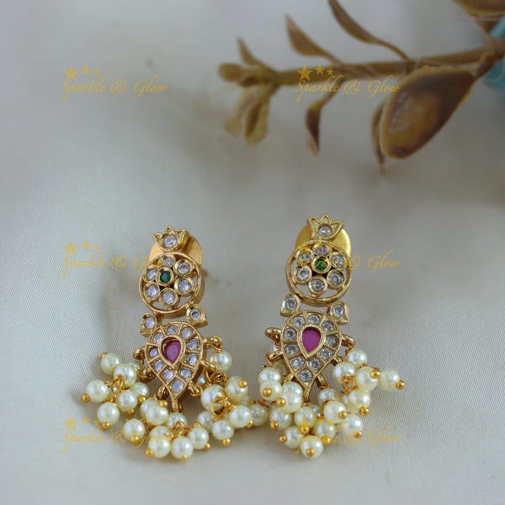 Elegant Floral gutta pusalu haram with CZ stones