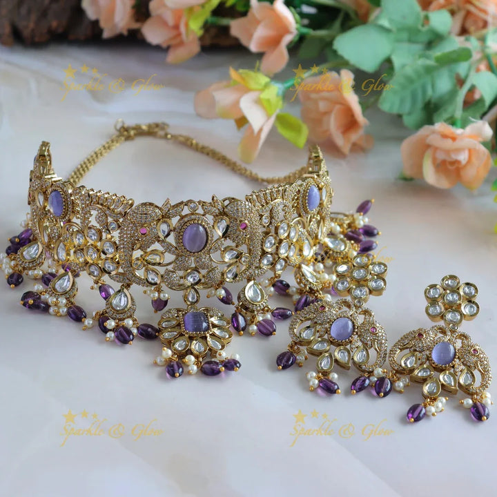 Sparkling Elephant Floral Victorian AD Choker - Sparkle and Glow
