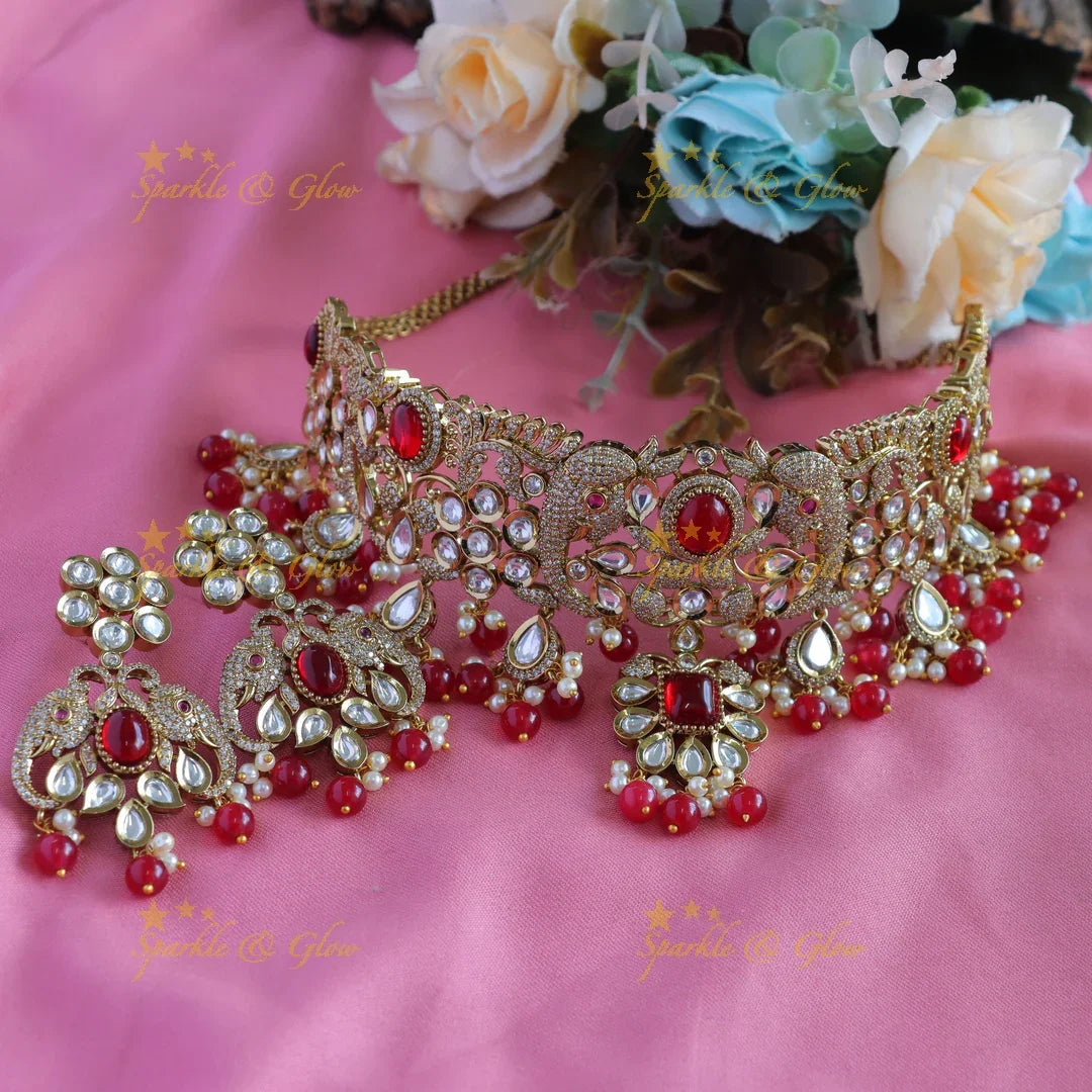 Sparkling Elephant Floral Victorian AD Choker - Sparkle and Glow