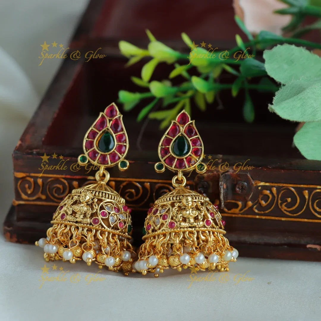 Gorgeous Lakshmi mango short necklace with pearls and gold beads - Sparkle and Glow