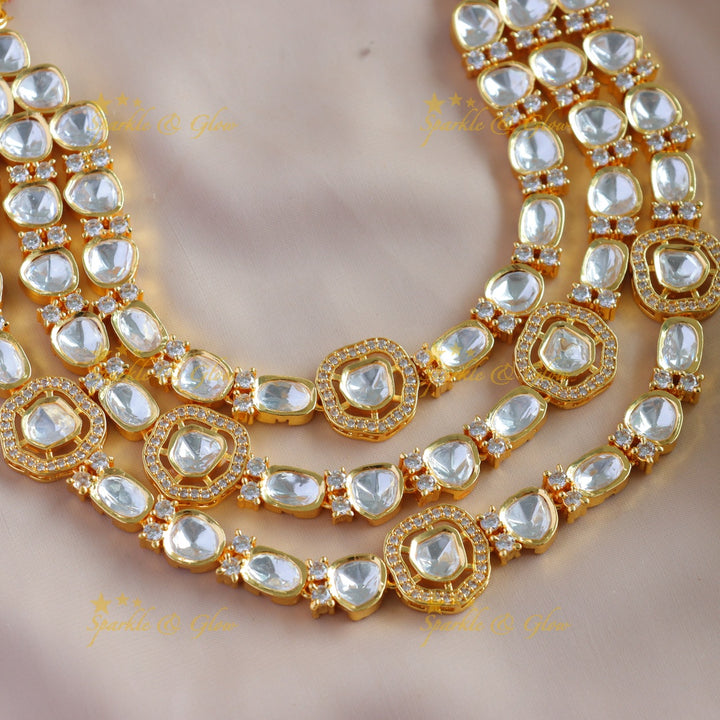 Gracious Three Layered Victorian AD Kundan Short necklace