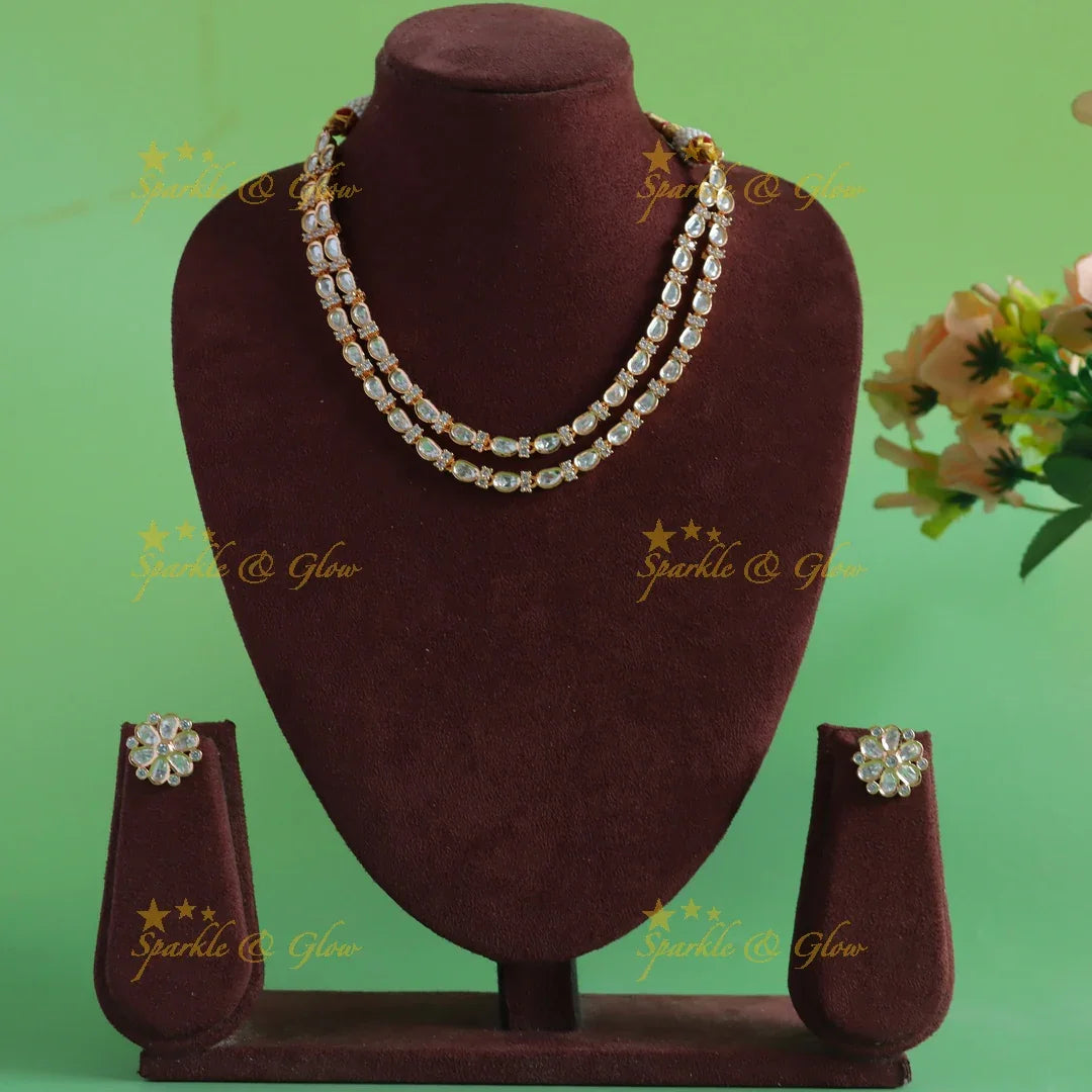 Beautiful Two layered Kundan Victorian AD short necklace - Sparkle and Glow