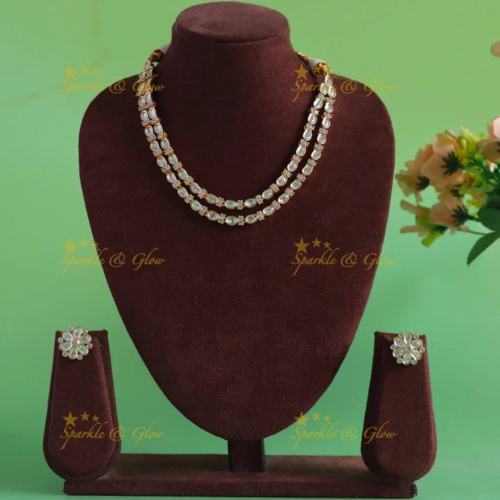 Beautiful Two layered Kundan Victorian AD short necklace - Sparkle and Glow