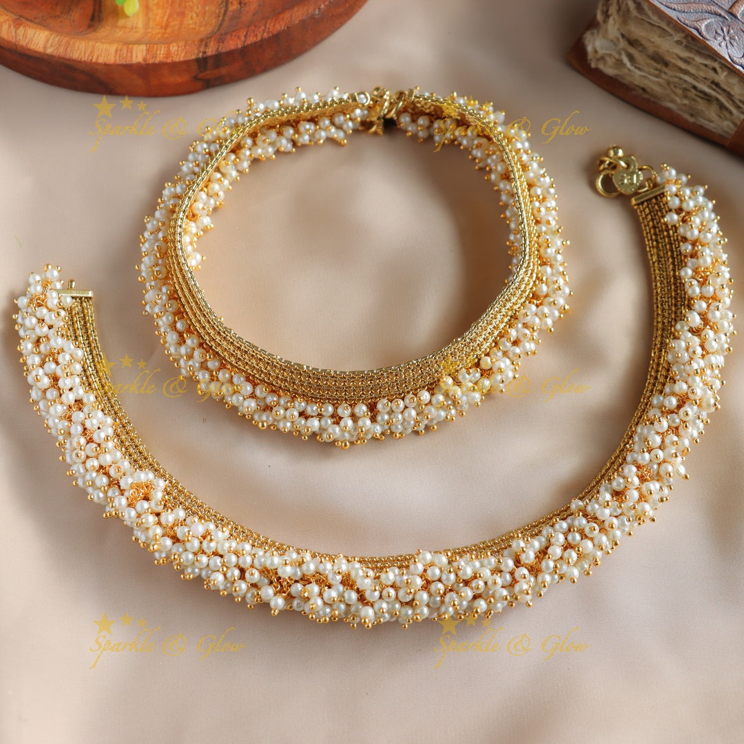 Elegant Pearl cluster Guttapusalu Anklet
