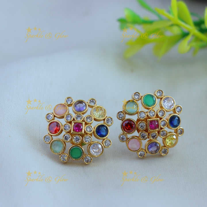 Stunning Floral AD short necklace with navartna stones