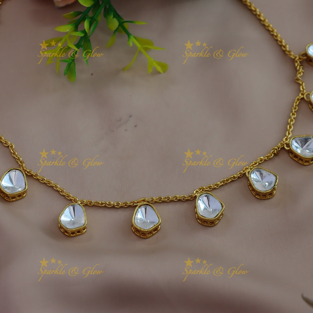 Beautiful Victorian AD Kundan waterdrop short necklace